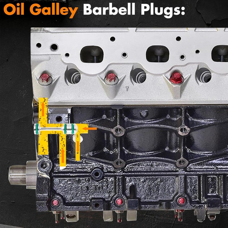 MEMOEO LS Oil Barbell,Oil Galley Plug Aluminum 12573460 Compatible with LS Series Engines Gen III IV Engines for LS1 LS2 LS3 4.8 5.3L 6.0L 6.2L - Image 5